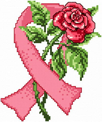 cross stitch pattern Breast Cancer Awareness Rose