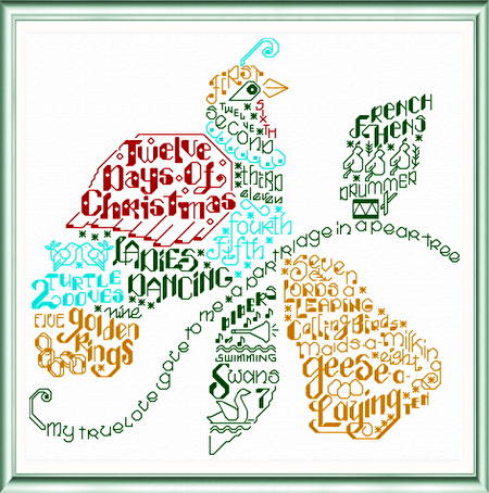 cross stitch pattern Let's Sew 12 Days of Christmas
