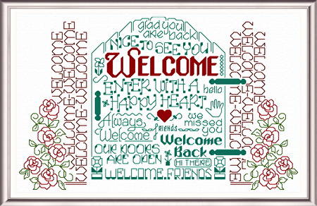 cross stitch pattern Let's Welcome