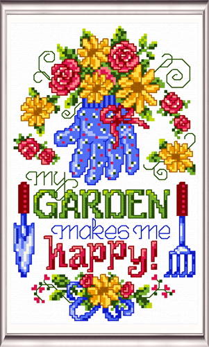 cross stitch pattern My Garden Makes Me Happy