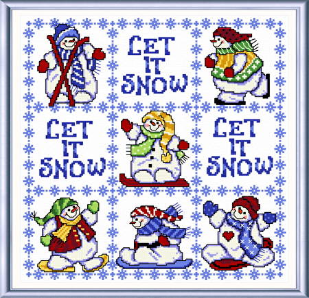 cross stitch pattern Tic Tac Snowmen