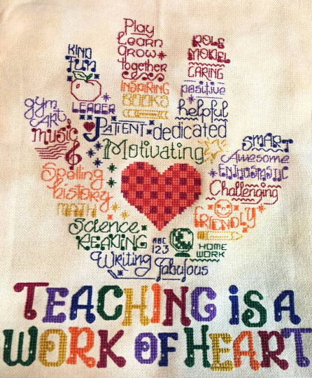 cross stitch pattern Let's Hug a Teacher