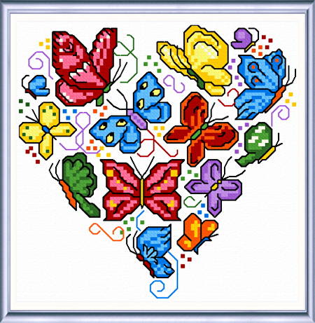 cross stitch pattern Rainbow Butterflies