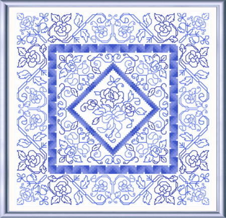 cross stitch pattern Blue Rose Quilt