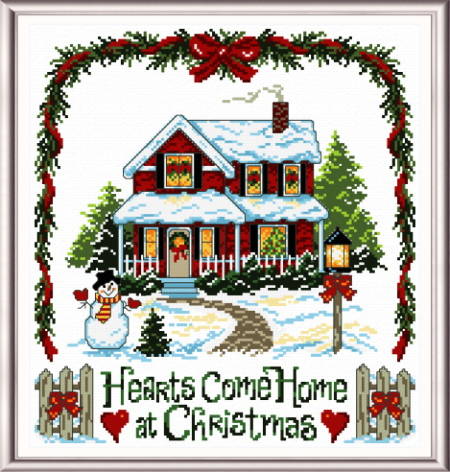 cross stitch pattern Hearts Come Home at Christmas