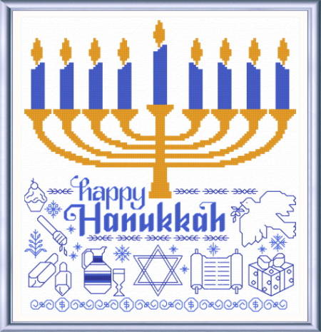 cross stitch pattern Let's Celebrate Hanukkah