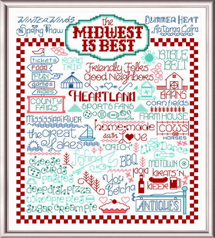 cross stitch pattern Let's Visit the Midwest