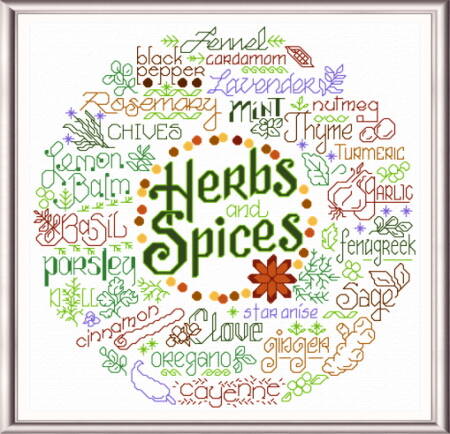 cross stitch pattern Let's Grow Herbs and Spices