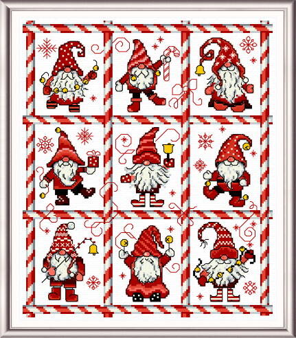 cross stitch pattern Mingle Jingle Zoom Gnomes