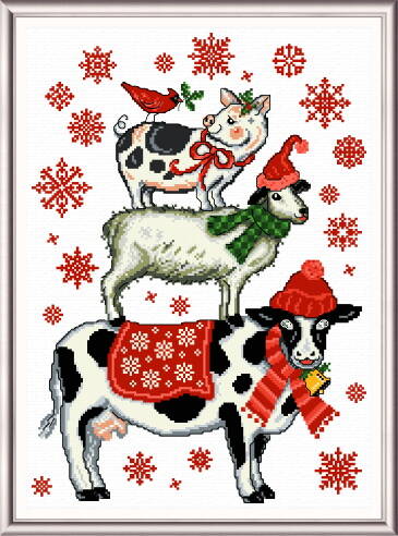 cross stitch pattern Holiday Farm Animals