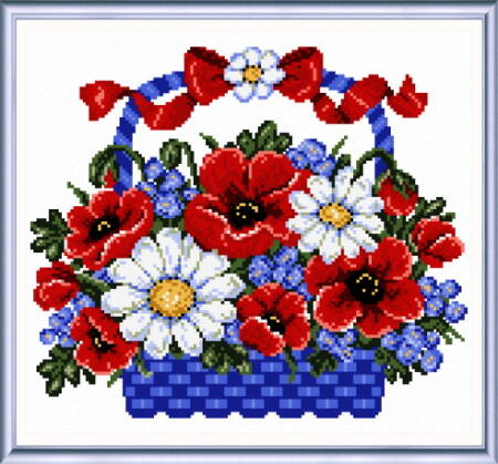 cross stitch pattern Patriotic Poppies