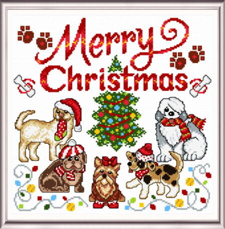 cross stitch pattern Dog Gone Christmas