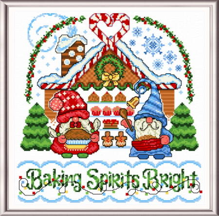 cross stitch pattern Holiday Baking Gnomes