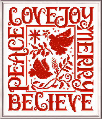 cross stitch pattern Love Joy Merry