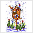 cross stitch pattern Winter Birdhouse
