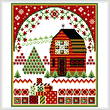 cross stitch pattern Holiday Barn with Quilts