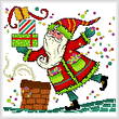 cross stitch pattern Whimsical Santa on Rooftop