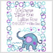 cross stitch pattern Lyllian Elephant Birth record