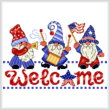 cross stitch pattern Patriotic Gnomes Welcome