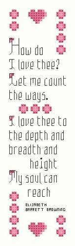 cross stitch pattern How Do I Love Thee Bookmark