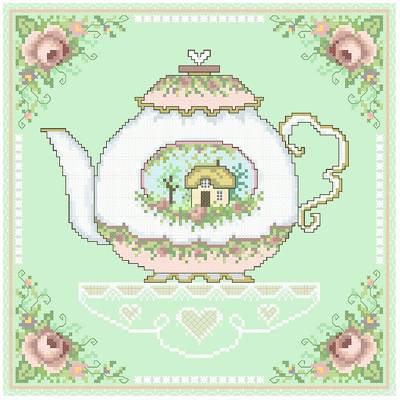 cross stitch pattern Grandmother's Teapot