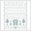 cross stitch pattern Home and Heart Delft Sampler