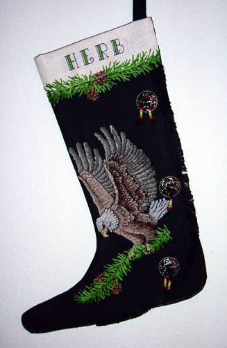 cross stitch pattern Eagle Moccasin Stocking