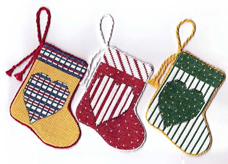 cross stitch pattern Heart Stocking Ornaments