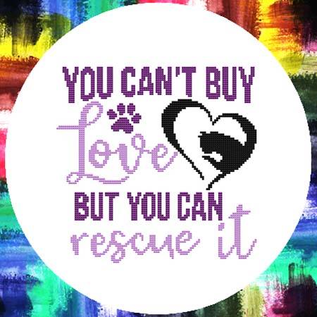 cross stitch pattern You Can't Buy Love You Can Rescue It Cat