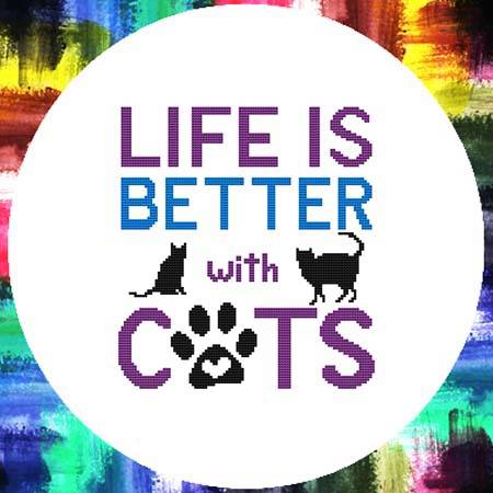 cross stitch pattern Life Is Better With Cats