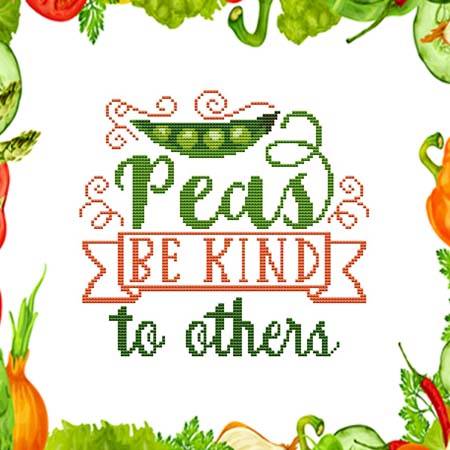 cross stitch pattern Peas Be Kind To Others
