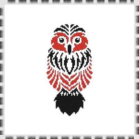 cross stitch pattern Tribal Owl 09