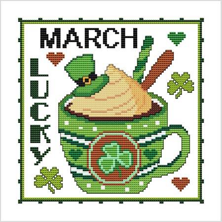 cross stitch pattern A Year Of Mugs - MARCH