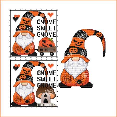 cross stitch pattern A Year Of Gnomes - OCTOBER