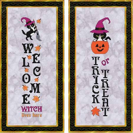 cross stitch pattern Halloween Welcome and Trick Or Treat