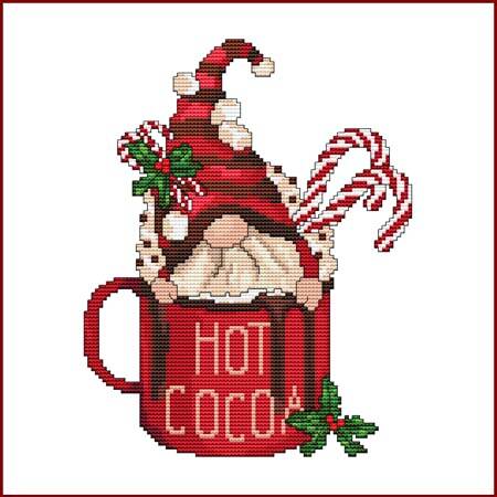cross stitch pattern Hot Cocoa Gnome Mug