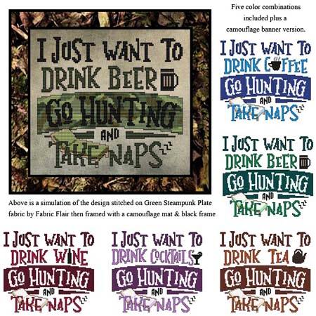cross stitch pattern I Just Want To Drink GO HUNTING Nap