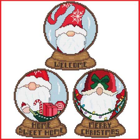 cross stitch pattern Christmas Snow Globes - Set Three