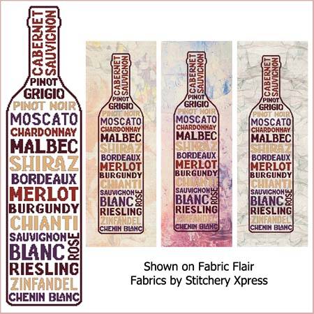 cross stitch pattern Wine Bottle - types of wine words