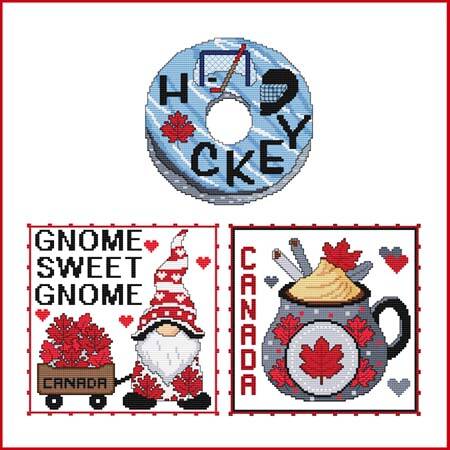 cross stitch pattern Canada Trio - Donut - Gnome - Mug