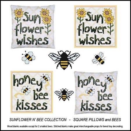 cross stitch pattern Sunflower N' Bee - Pillows  Bees