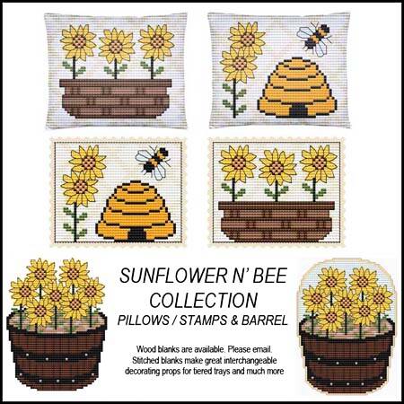 cross stitch pattern Sunflower N' Bee - Pillow Stamp Barrel