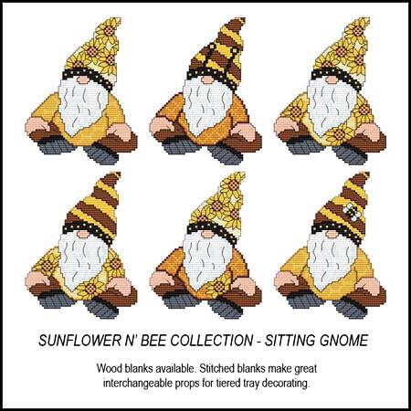 cross stitch pattern Sunflower N Bee Collection Sitting Gnome