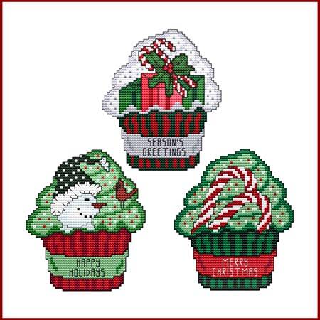 cross stitch pattern CUPCAKES - CHRISTMAS TRIO