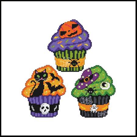 cross stitch pattern CUPCAKES - Halloween Trio I