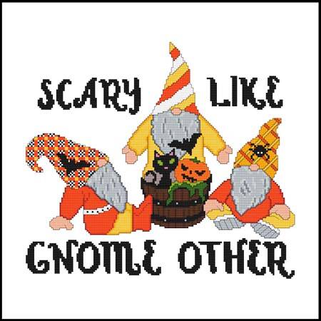 cross stitch pattern Gnome Greetings - HALLOWEEN