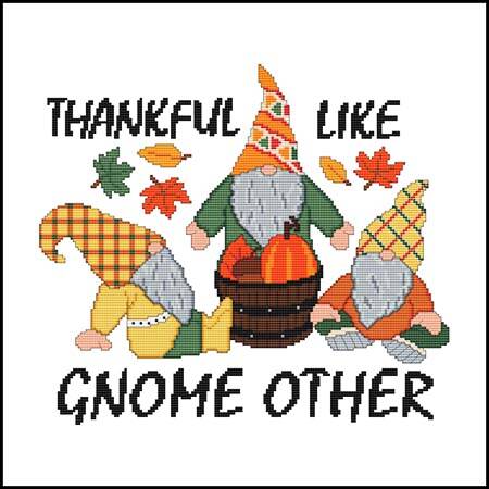 cross stitch pattern Gnome Greetings - THANKSGIVING