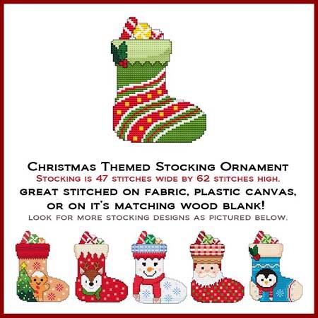 cross stitch pattern Christmas Stocking - Striped With Holly