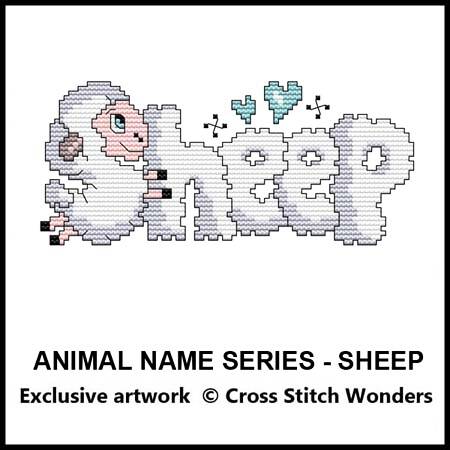 cross stitch pattern Animal Name Series - SHEEP