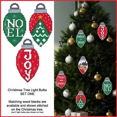 cross stitch pattern Christmas Light Bulb Ornaments Set 1